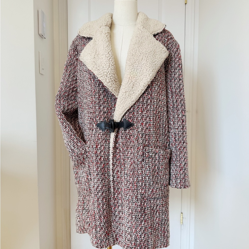 Women's Tweed Coat with Cream Collar
